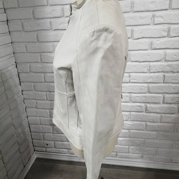 Danier Leather Ladies Off White Motto Style Leather Jacket - Picture 16 of 16